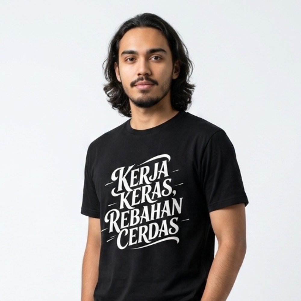 Kaos Lengan Pendek Motif Kerja Keras Rebahan Cerdas Desain Kata Humor Motivasi