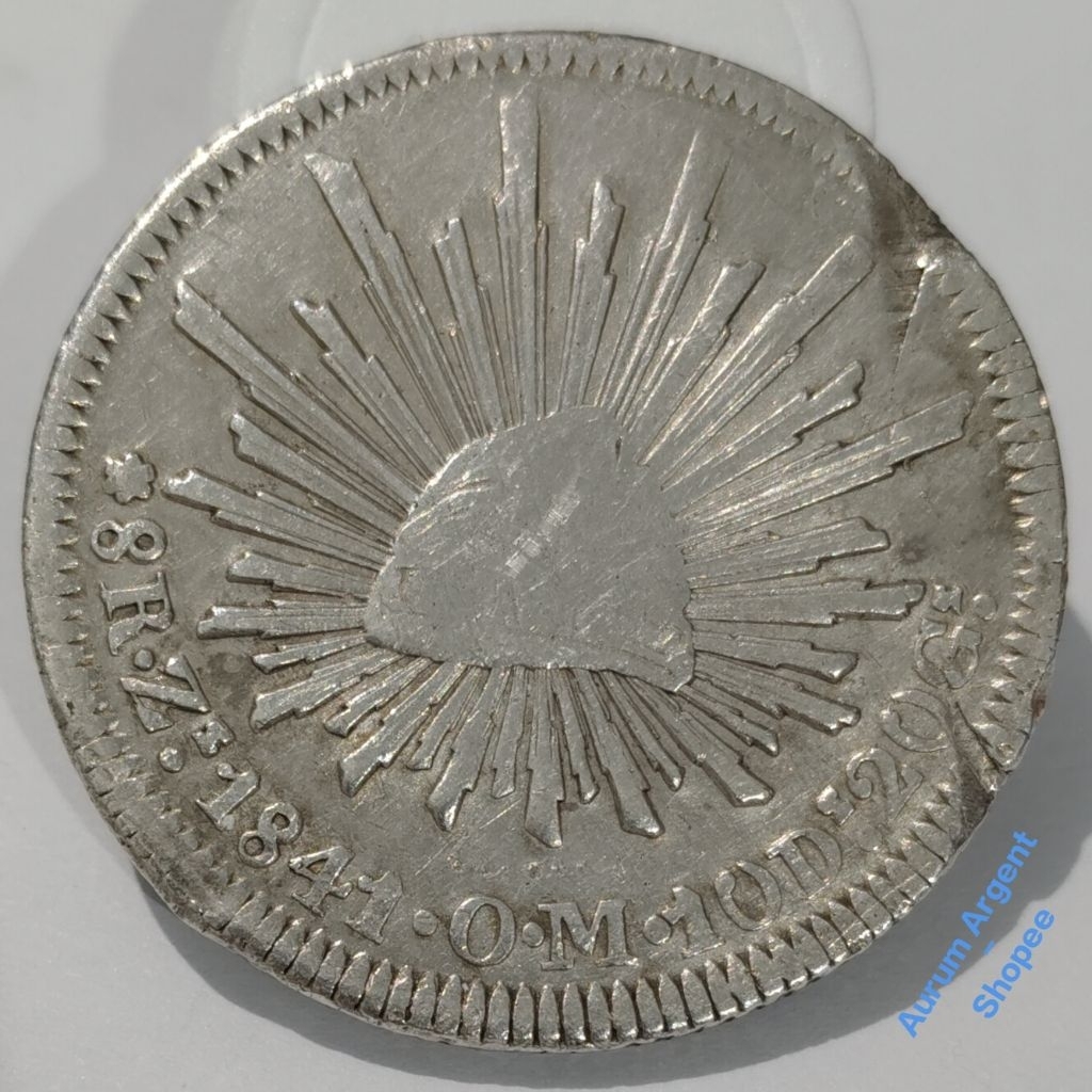 G.4-- 1 PC KOIN PERAK KUNO ASLI 8 REALES REPUBLICA MEXICANA TH 1841. -- SILVER COIN --