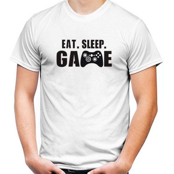 Kaos Kata-kata Eat. Sleep. Game  kaos distro combed 30s