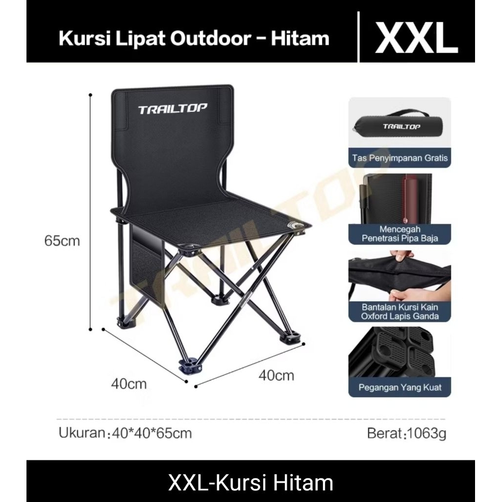 Kursi Lipat Outdoor Trailtop Jumbo XXL - Kursi Camping Portable
