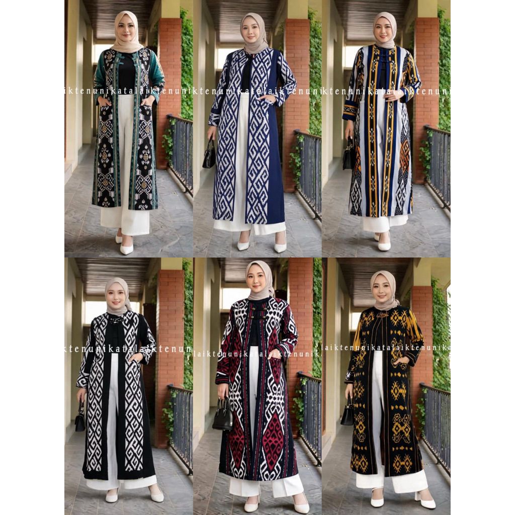 ( Ready) Long Outer Wanita Bahan Tenun Troso Premium Long Cardi Tenun Long Outer Jumbo Baju Tenun Wa