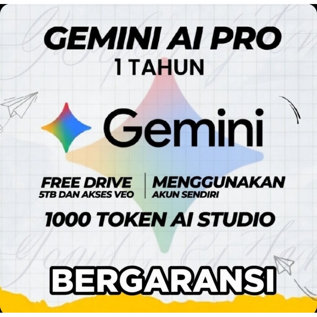 Gemini Pro 12 Bulan VEO 3 Nano Banana-Akun Private-Google Drive 5TB+1000 Token AI Studio-Bergaransi
