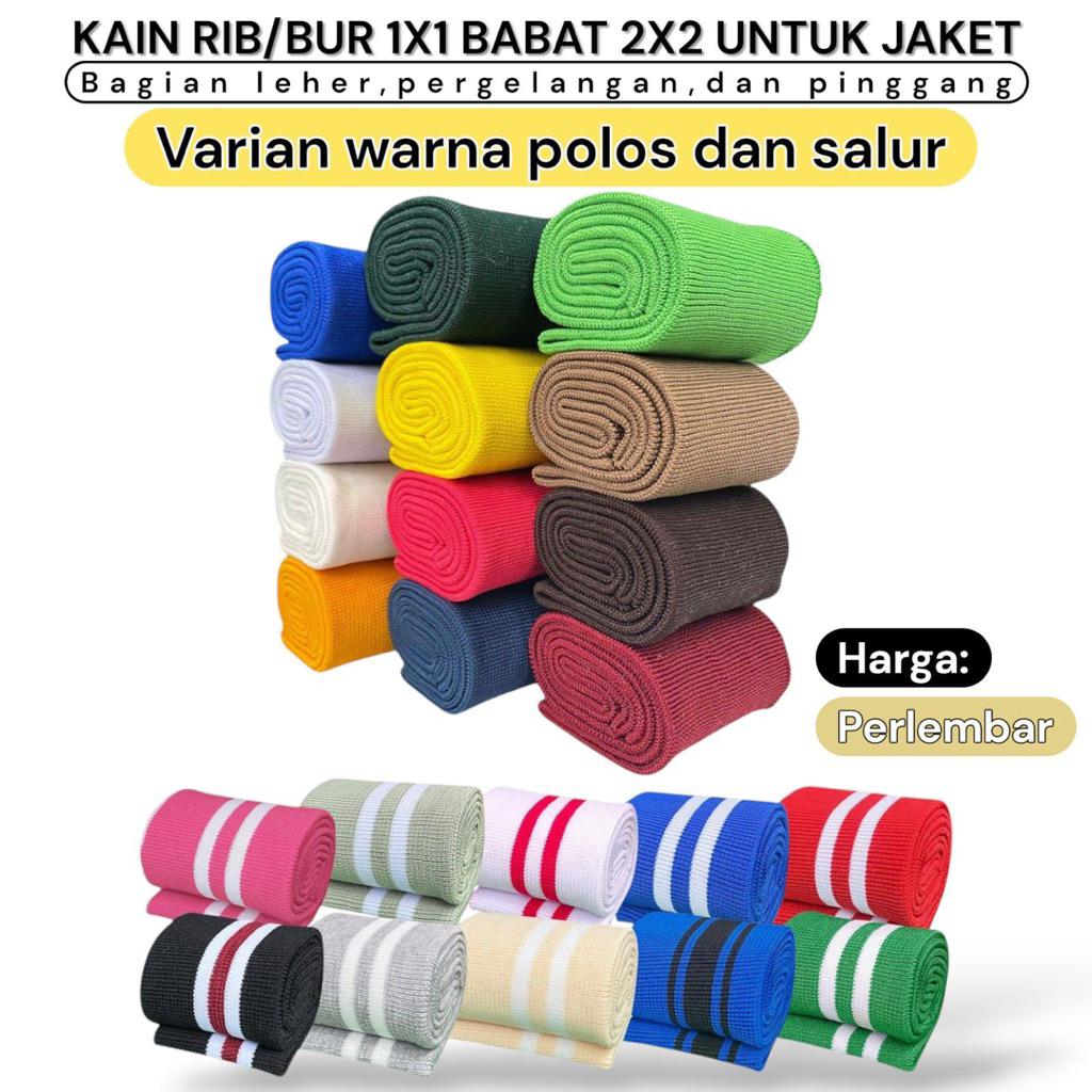 RIB BUR JAKET BAGIAN LEHER TANGAN PINGGANG POLYESTER ECERAN