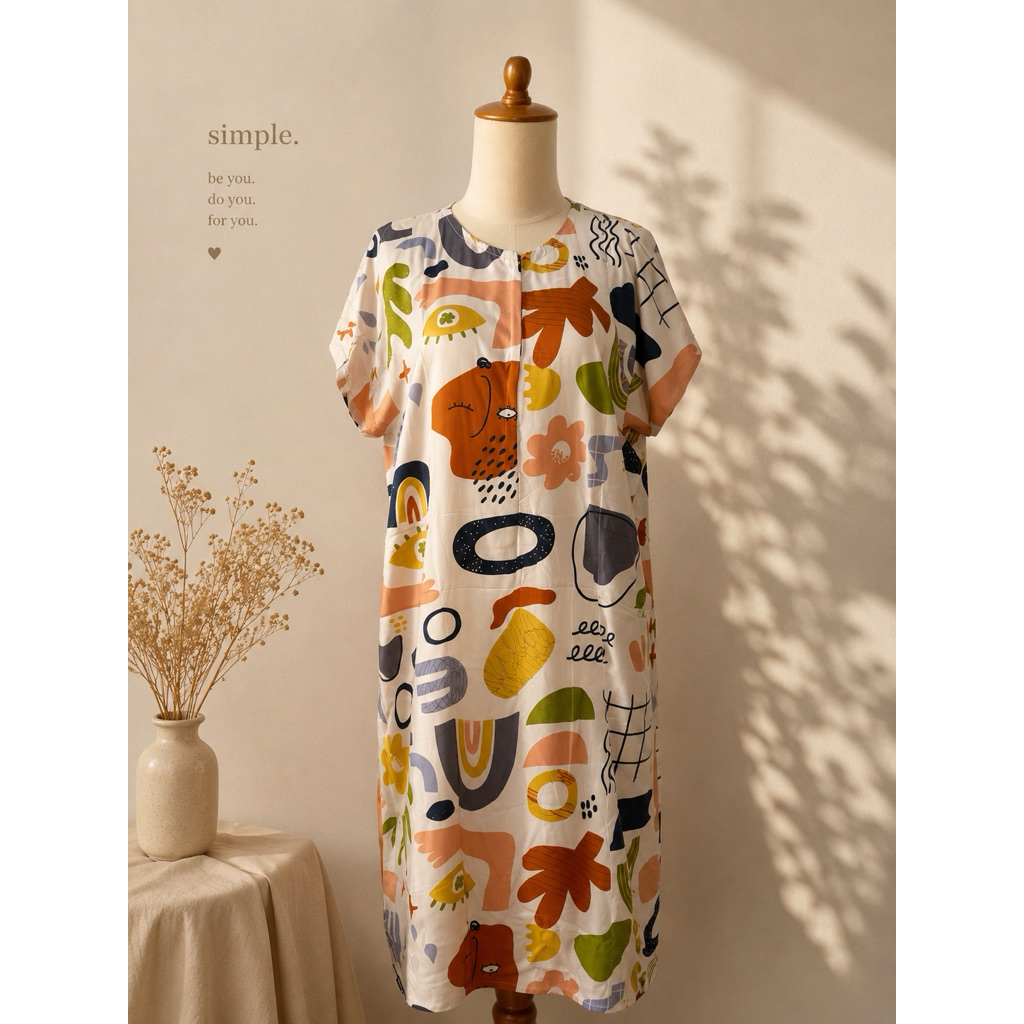 Daster rayon premium allsize ld 120 bahan rayon adem nyaman