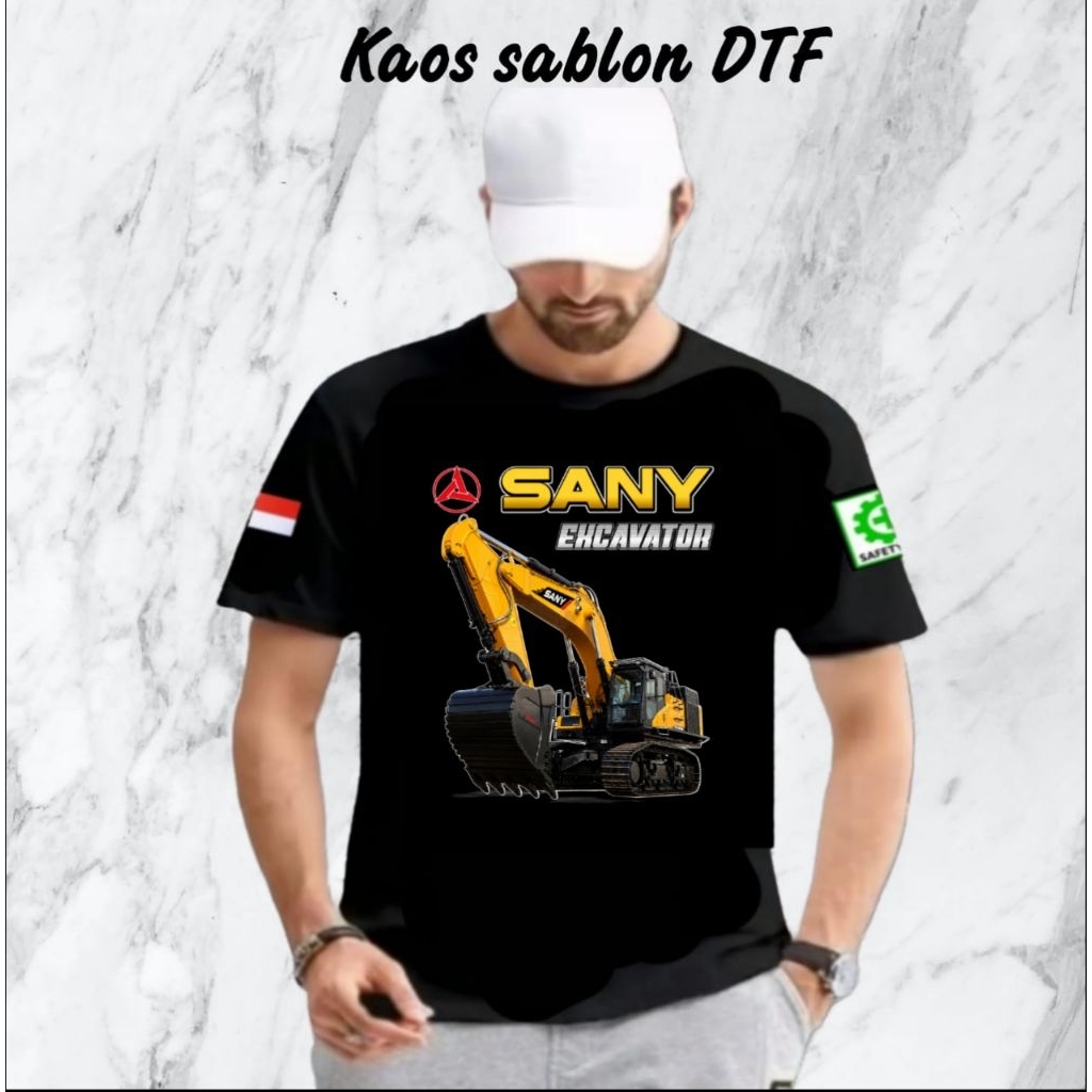 Baju kaos excavator sany/kaos sablon DTF pria wanita
