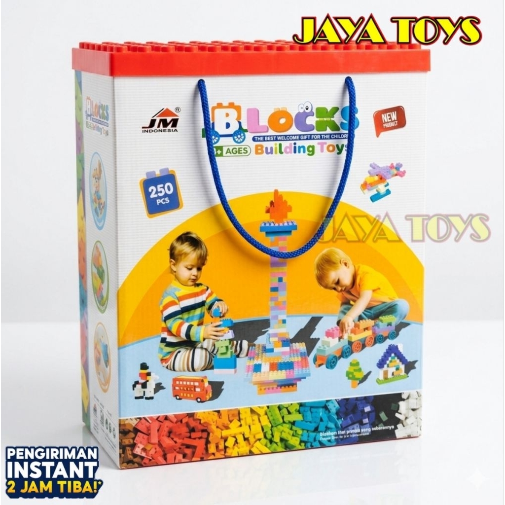 JM Indonesia Mainan Balok Susun Edukasi Anak Building Blocks 250 Pcs - JM92011-CB250