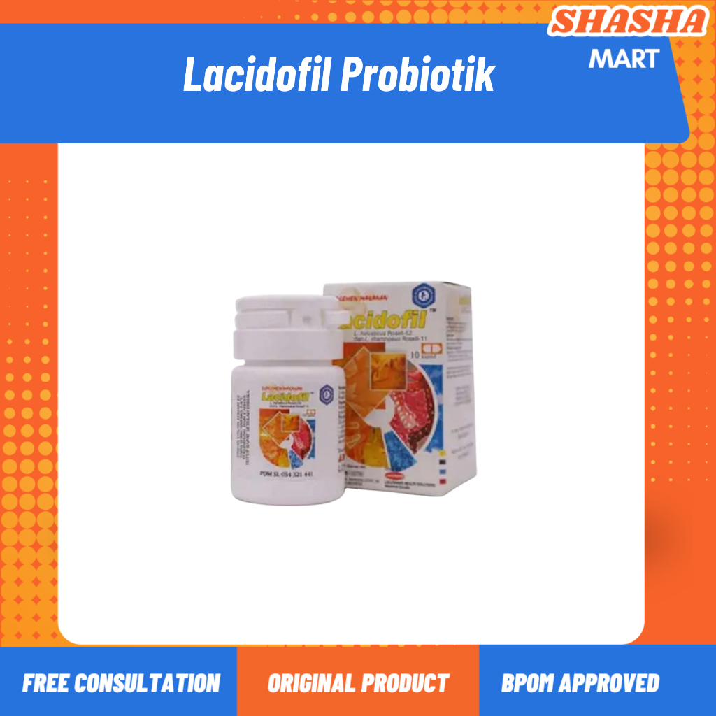 Lacidofil Probiotik Dewasa 10 Kapsul - Menjaga Kesehatan Pencernaan, Mengurangi Diare, Suplemen Prob