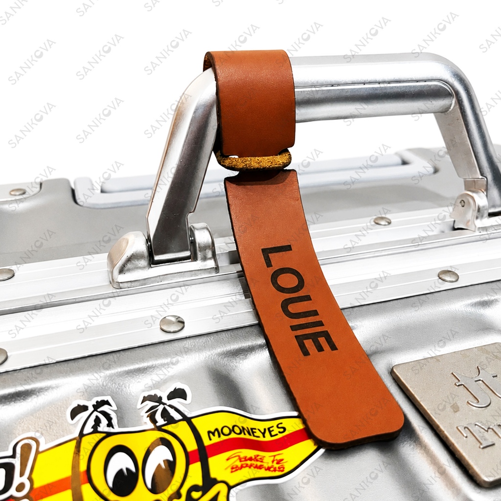 Luggage Tag  / Label Gantungan Nama Kulit Penanda Koper Kulit Asli Custom Nama