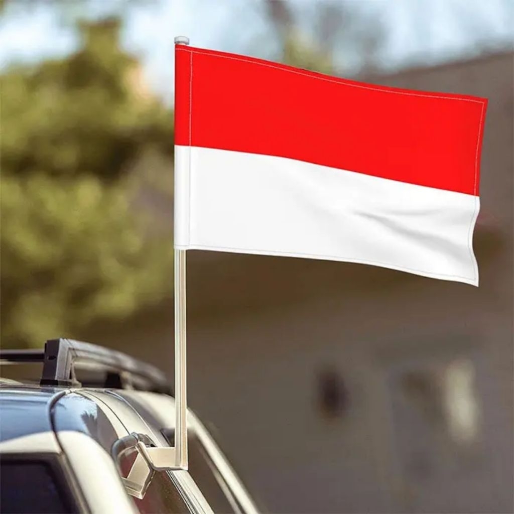 TERMURAH Bendera Nasional Indonesia Bendera merah Putih Kaca Mobil Dengan Tiang Klip Pemasang