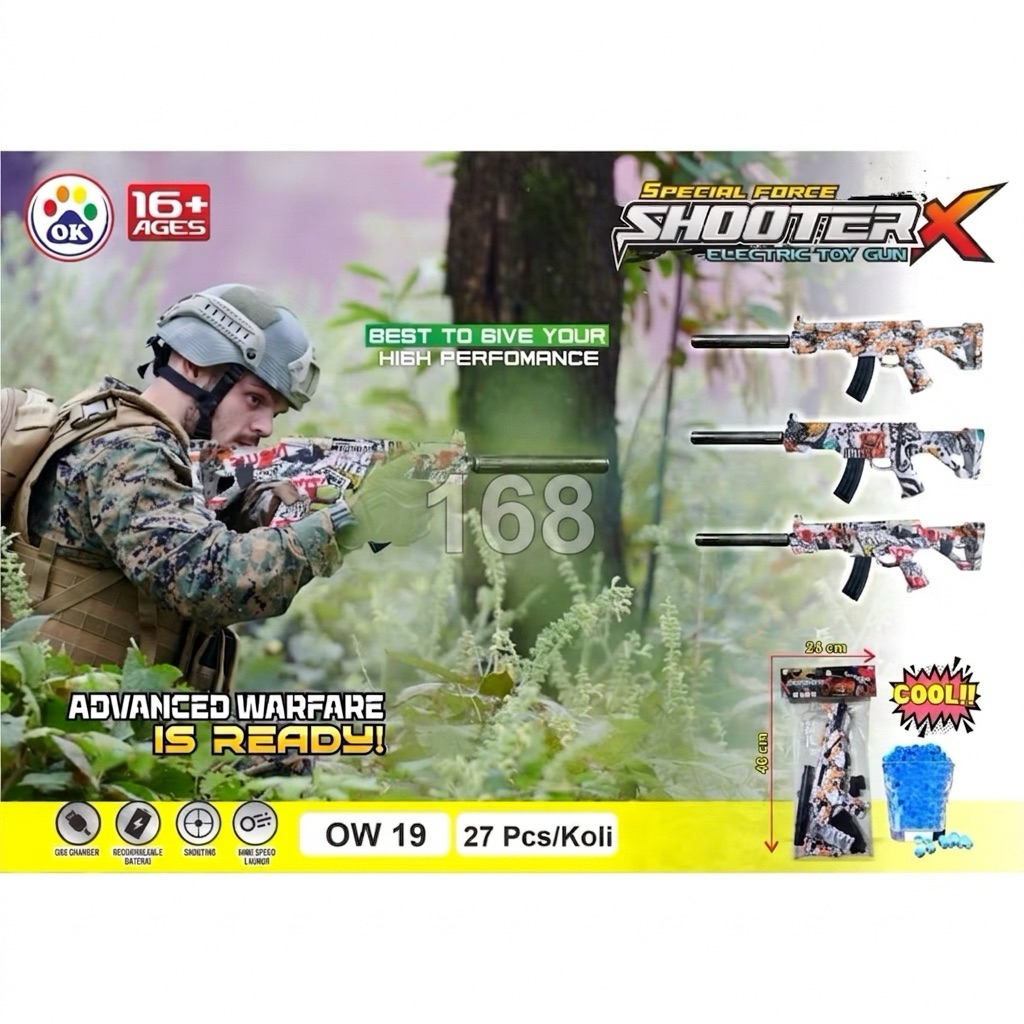 107/168 COD Mainan Pistol jelly gell anak eletrik KEMASAN PLASTIK OW17 MP5 /OW19 M416 ScarL
