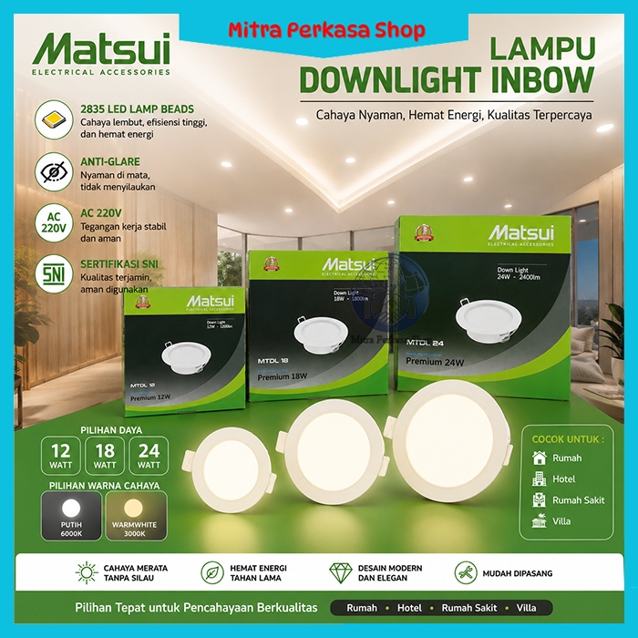 Matsui Lampu Downlight Bulat LED SNI / Lampu Donlet Plafon / Lampu LED Downlight Panel Inbow Tanam C