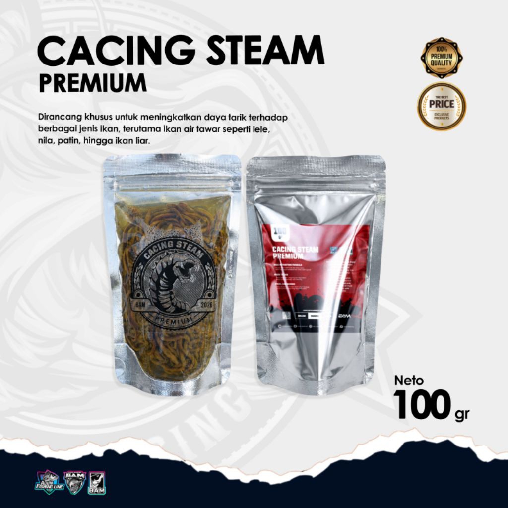 Umpan Mancing Siap Pakai Cacing Steam Premium 100grm