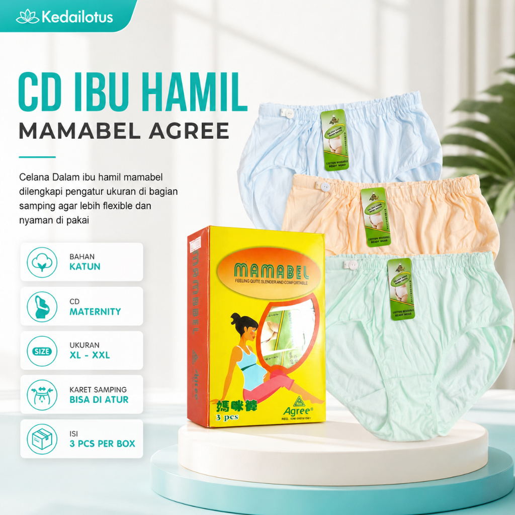 3 PCS - CELANA DALAM HAMIL MAMABEL AGREE H 514/ CD IBU HAMIL /CD MATERNITY XL-XXL JUMBO