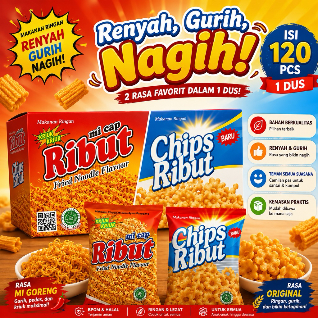 Ribut Snack Jadul Ribut Mie Chips Ribut Chips 1 Dus