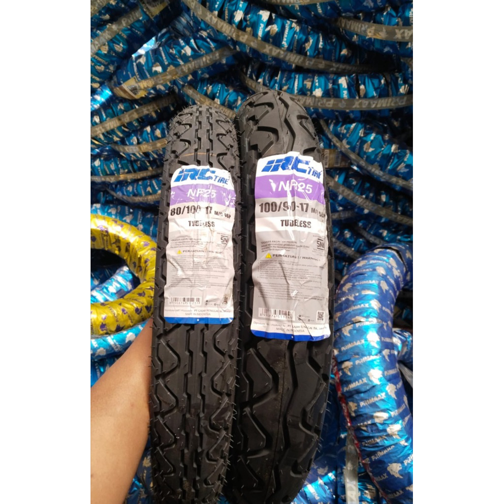 Sepasang Ban IRC 80/100-17 NF 25 & 100/90-17 NR25 Tubeless Ban Scorpio/Verza
