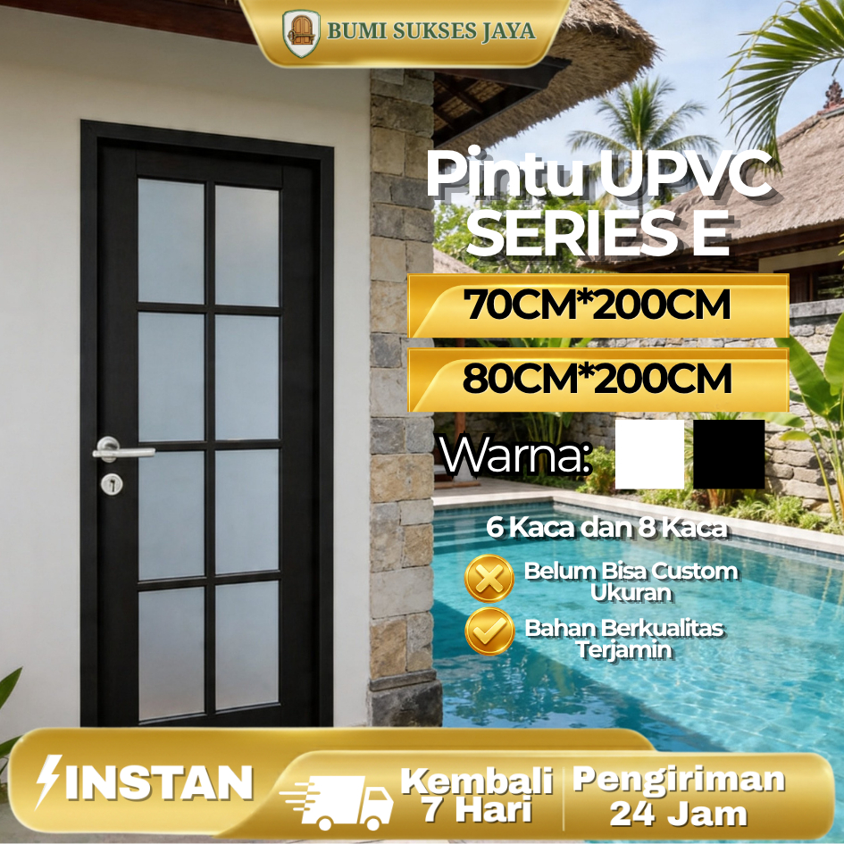 Pintu Rumah Model E 80CM*200CM Pintu Kamar Mandi UPVC Pintu UPVC Berkualitas Pintu Kamar Premium Pin