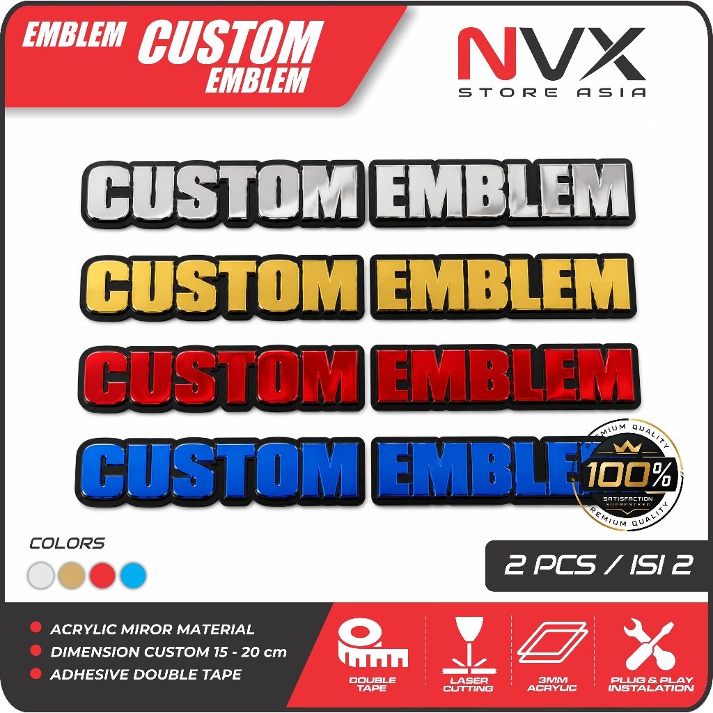 [NVX] Custom Emblem Akrilik Mirror Motor Mobil Nama Tulisan Logo Custom Acrylic