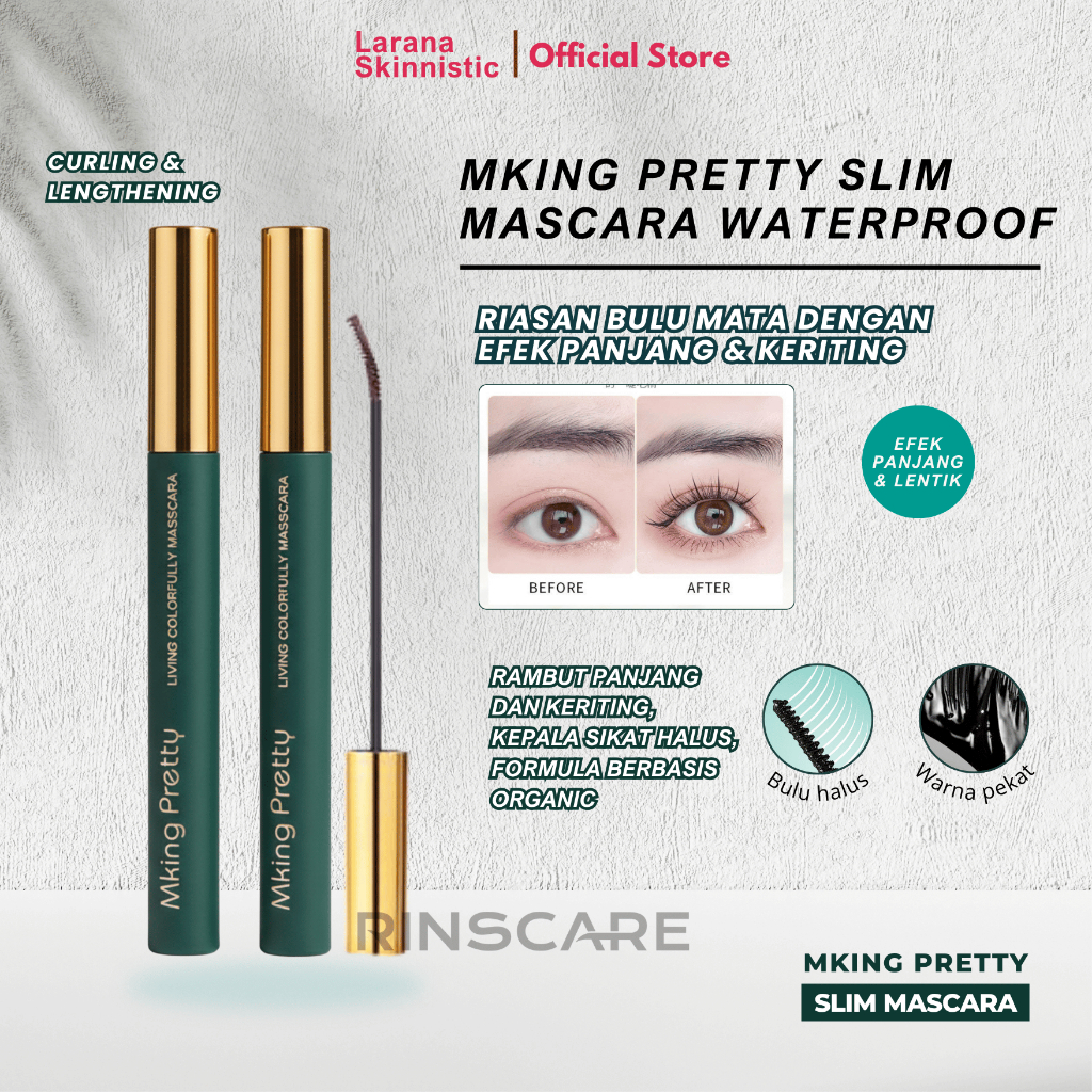 [ MKING PRETTY MASCARA ] Mascara Black & Slender Memanjangkan Bulu Mata Waterproof Mking Pretty masc