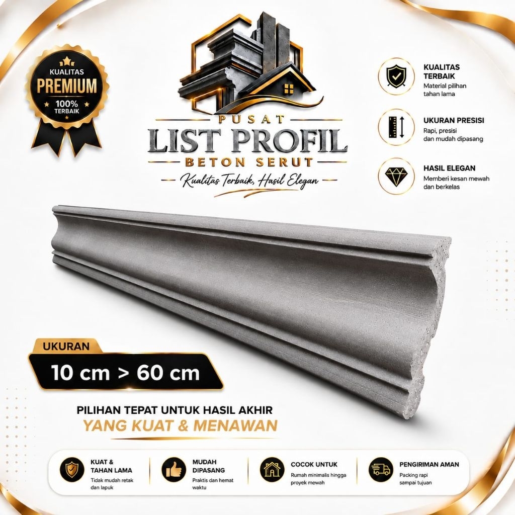 Lisplang Profil Beton - List Profil Tempel Beton - List Cantol Tempel Beton - Profil Tempel Beton