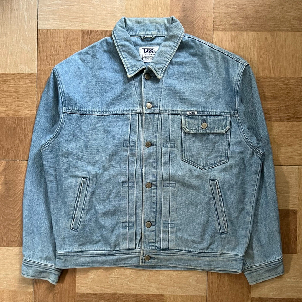 Vintage Rare Lee Trucker Jacket Type I Blue Washed Jeans/Denim Sanforized Size L