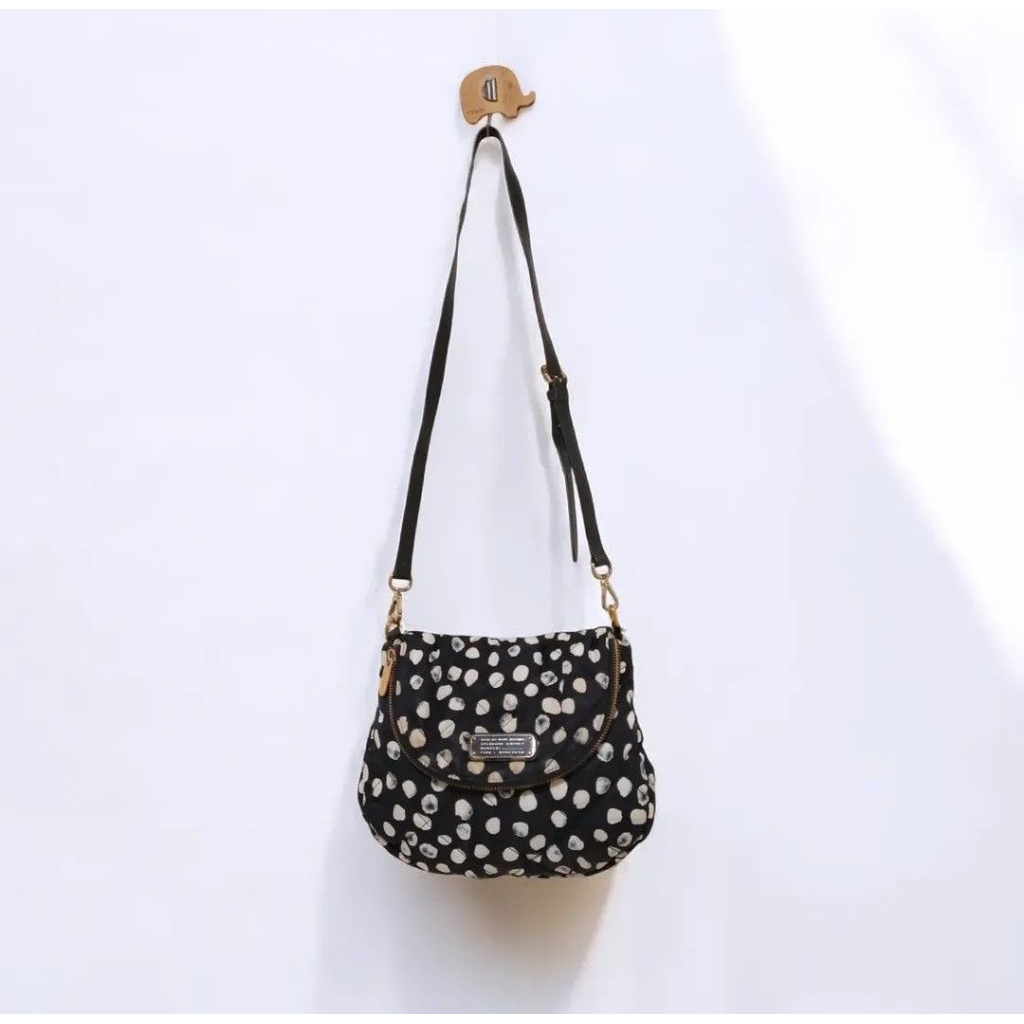 Marc By Marc Jacobs Natasha Quilted Nylon Black & White Polka Crossbody Bag Original