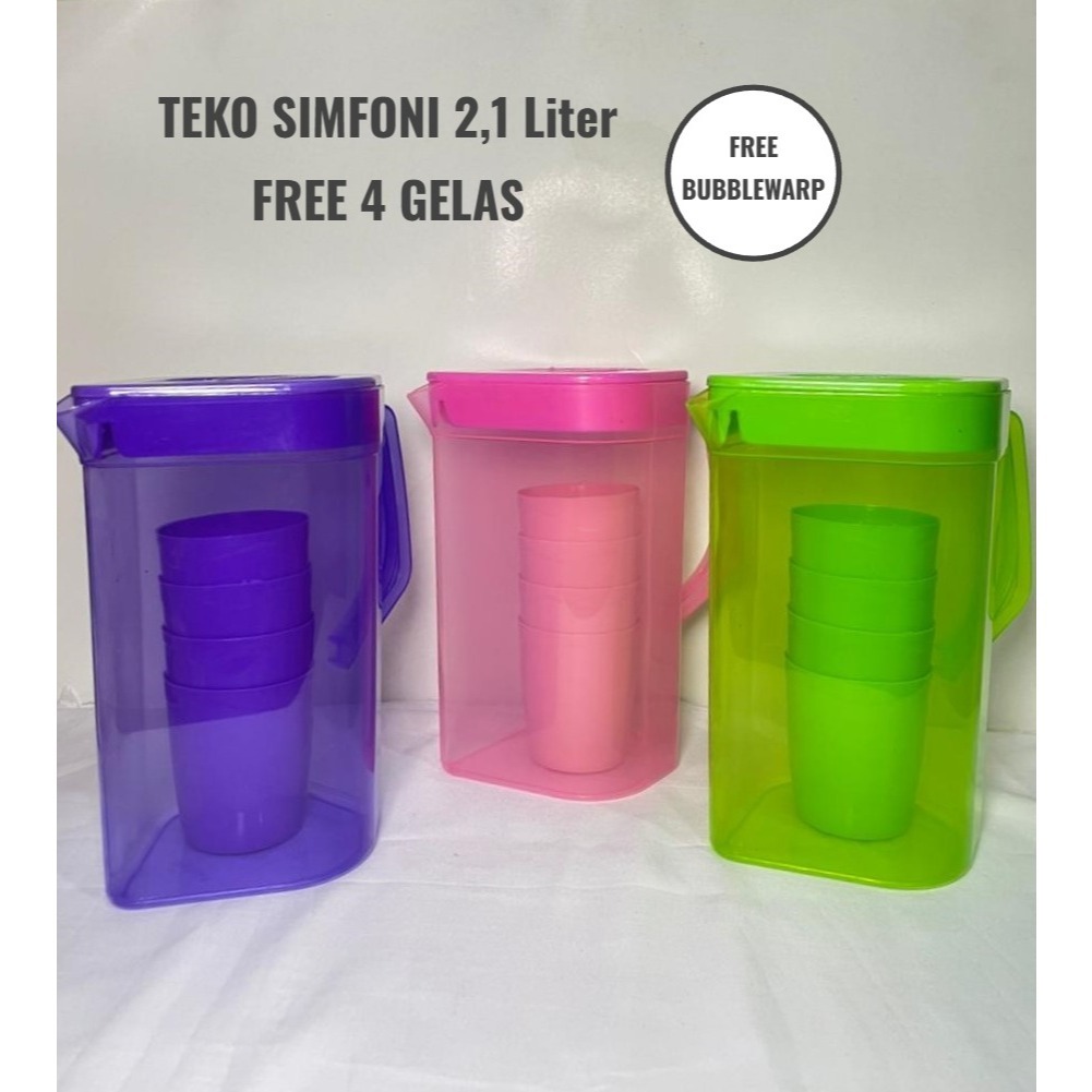 Teko Air 2,1 LITER Dengan Gelas TEKO SIMFONI TABITHA Teko Plastik Eskan Water Jug