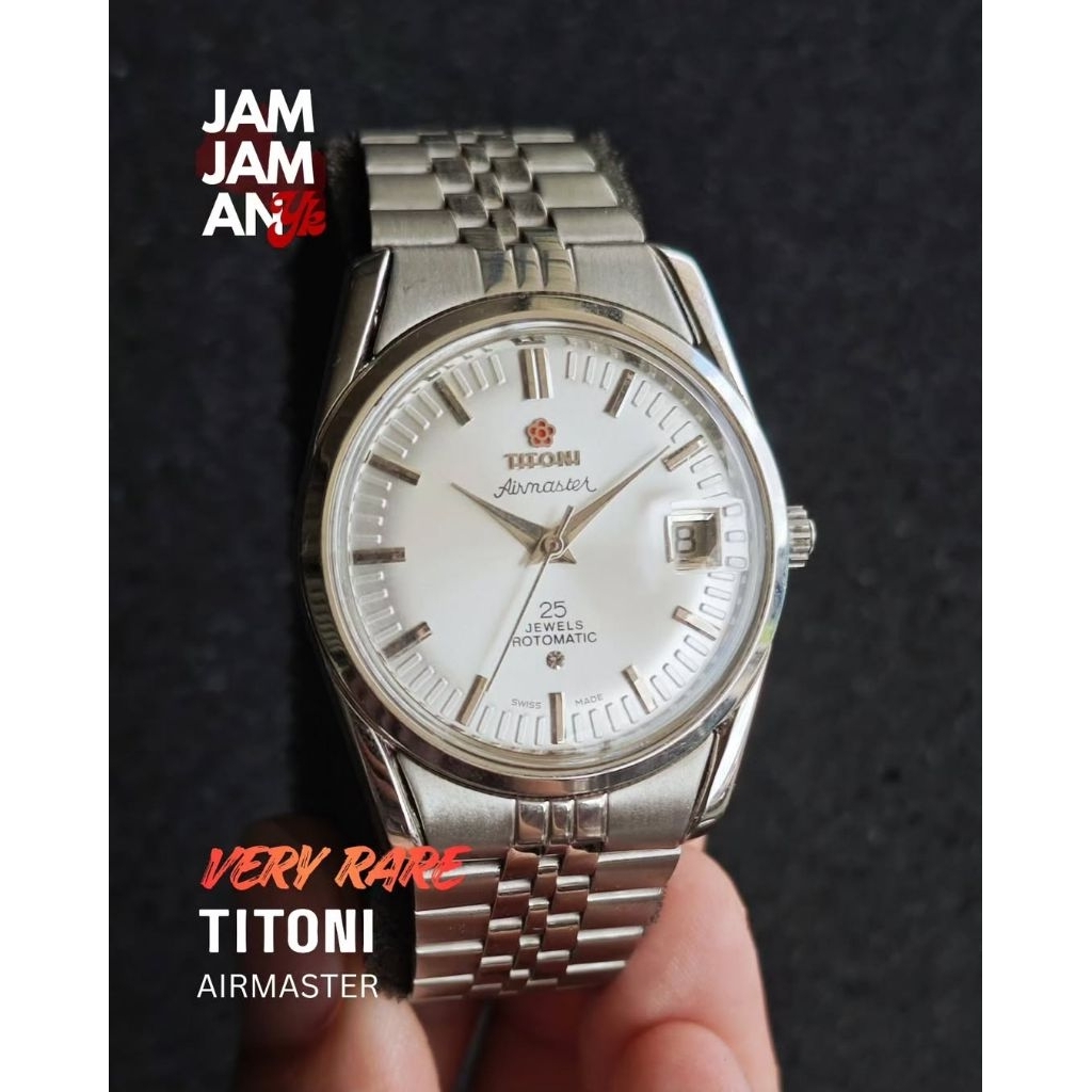 Jam Tangan Pria Automatic Titoni Airmaster with White Dial Datejust Swiss Made