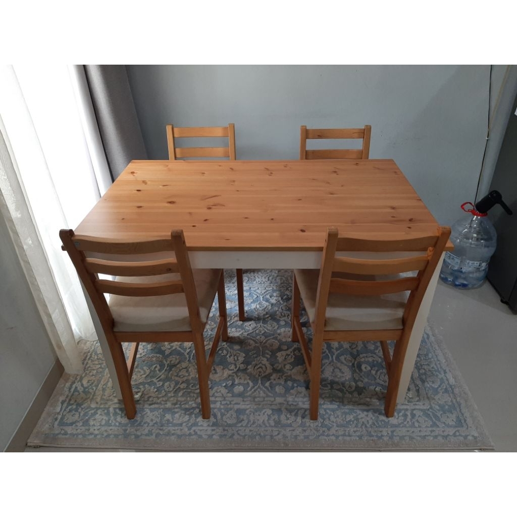IKEA LERHAMN Meja Makan + 4 Kursi