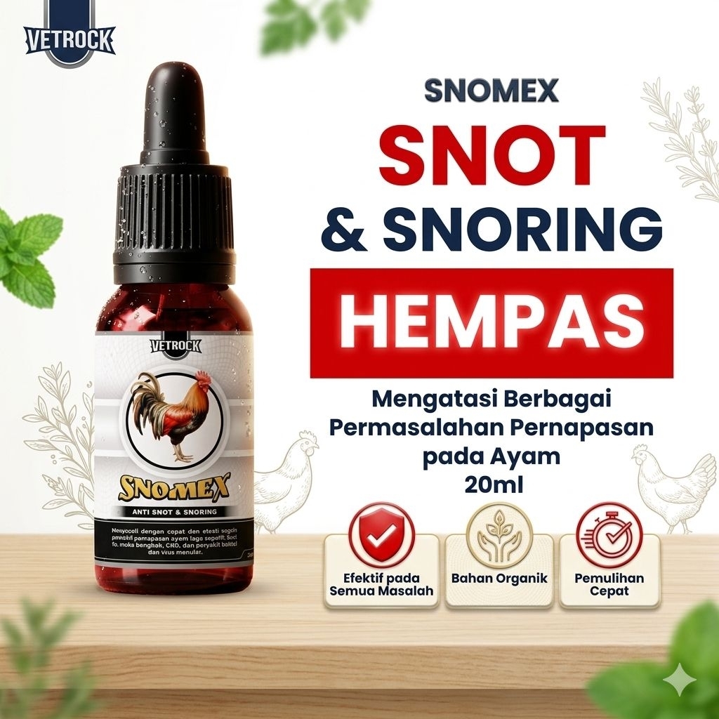 SNOMEX 20ML- OBAT AYAM NGOROK,SNOT,PILEK,FLU,Obat Herbal Ayam - Mengatasi Ngorok, Pilek, Snot, Dan R