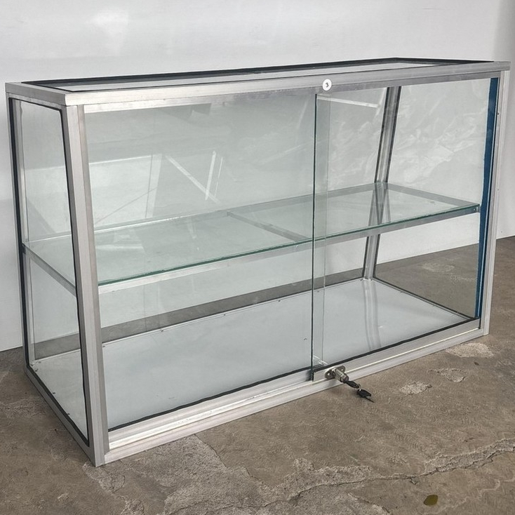 etalase warteg miring depan ukuran panjang 1m tebal kaca 5mm satu sab tengah
