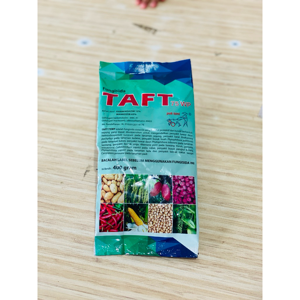 Fungisida TAFT -75wp -KARBENDAZIM 12% MANKOZEB 63% -400gram
