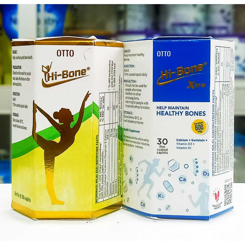 OTTO HI-BONE / HI-BONE XTRA 600MG (1 BOTOL ISI @30 KAPLET) - SUPLEMEN KALSIUM & KEPADATAN TULANG