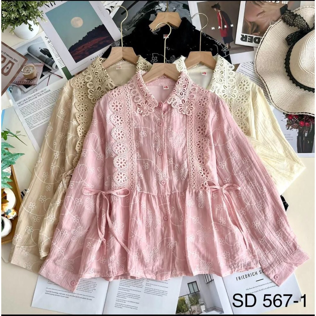VSF04.6361K-4 New Arrivals LF567-1# VriShoopfashion / Atasan Kemeja Wanita Premium Terbaru Kekinian 