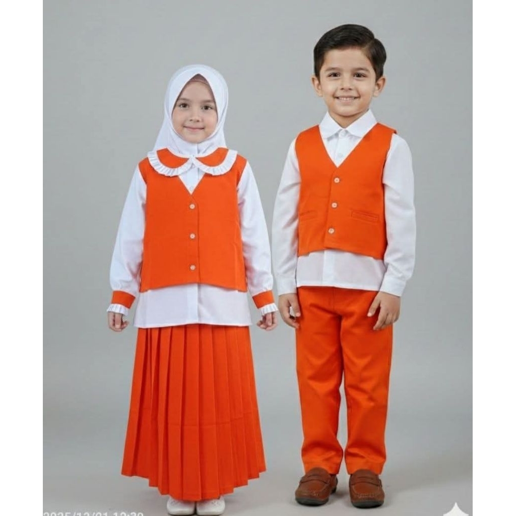 SERAGAM TK NASIONAL WARNA  OREN ORANGE PEREMPUAN DAN LAKI LAKI