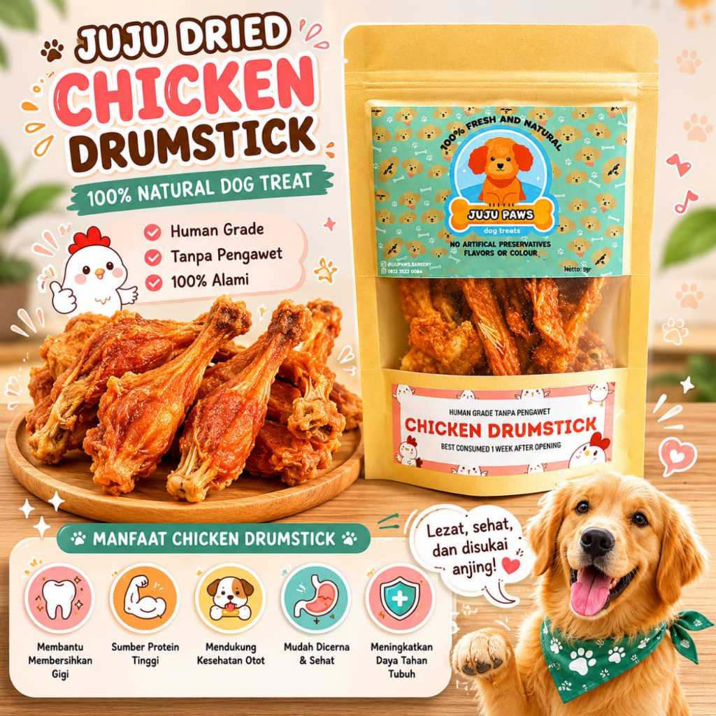 Jujupaws Dried Chicken Drumstick / Chicken Drumette - Dried Snack for Dogs / Original Chicken Snack 