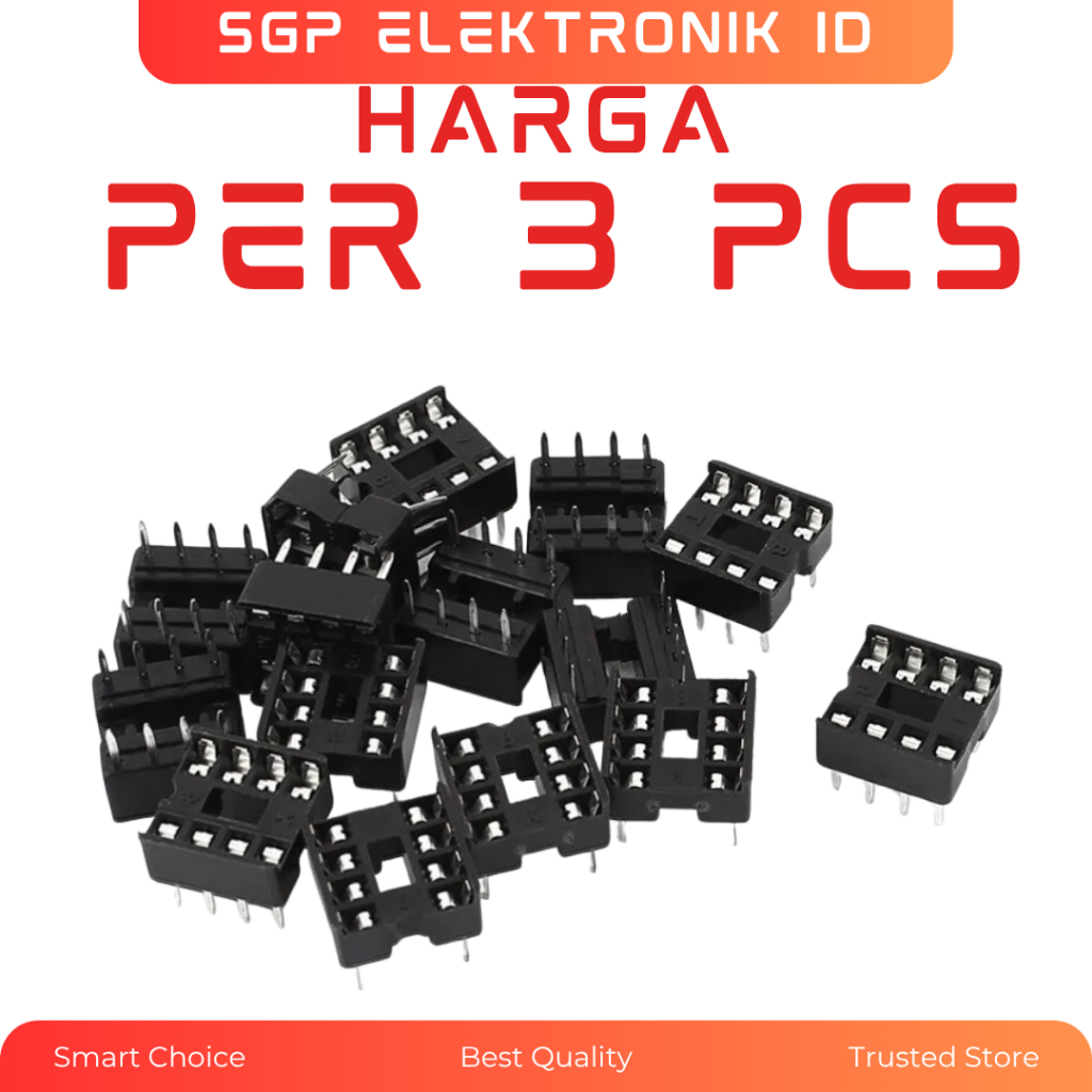 Socket IC 8 Pin 2x4 Lubang 4x2 Dudukan IC DIP 8 untuk Op-Amp Timer 555 & IC Mikro Socket IC 8 Pin So