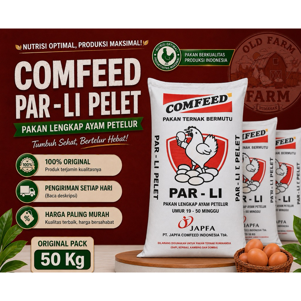 20 KG Comfeed PAR - LI PELET- Pakan Lengkap Ayam Petelur Umur 19–50 Minggu | Old Farm