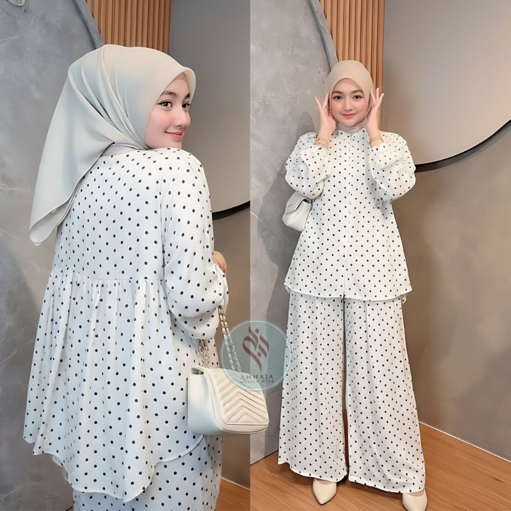 Dara Set Polkadot - Setelan Wanita Rayon Premium Motif Polkadot