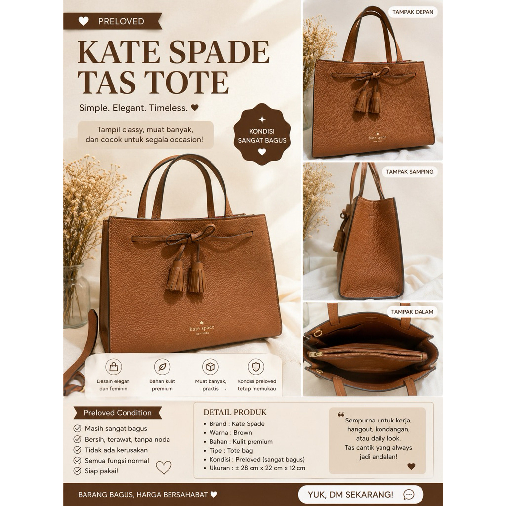 Preloved Kate Spade Mini Warm Cognac AUTHENTIC