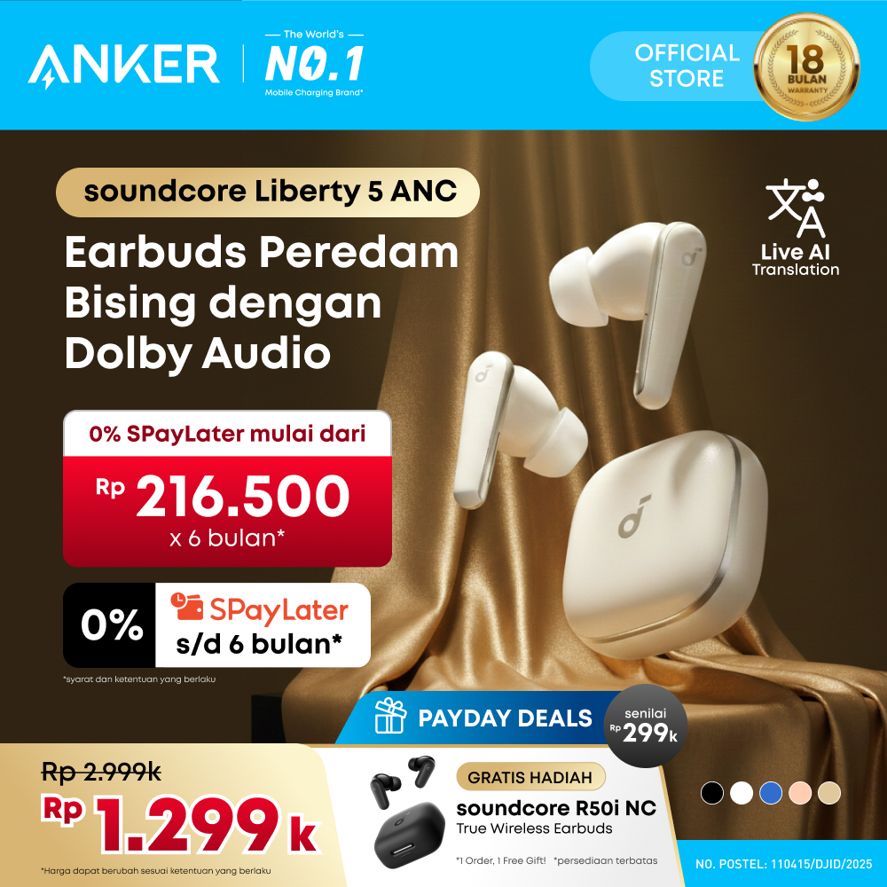 Soundcore Liberty 5 ANC by Anker, Noise-Cancelling Wireless Earbuds, 2x Stronger Voice Reduction, Re