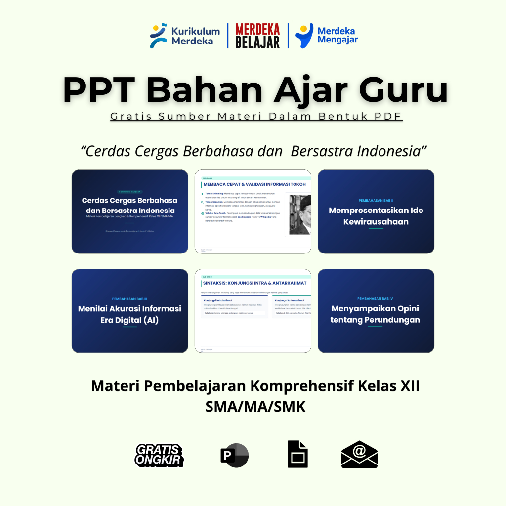 PPT Bahan Ajar Guru Materi Pembelajaran Komprehensif Kelas XII SMA/MA/SMK - Cerdas Cergas Berbahasa 