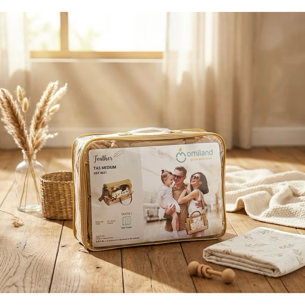 Omiland tas diaper bag medium feather
