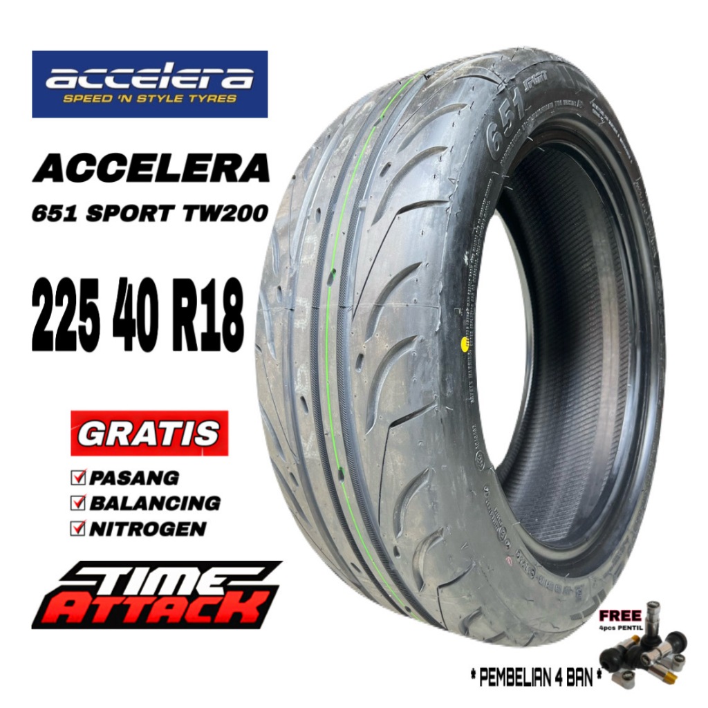 BAN MOBIL SEMI SLICK RING 18 MERK ACCELERA 651 SPORT TW200 225 40 RING18