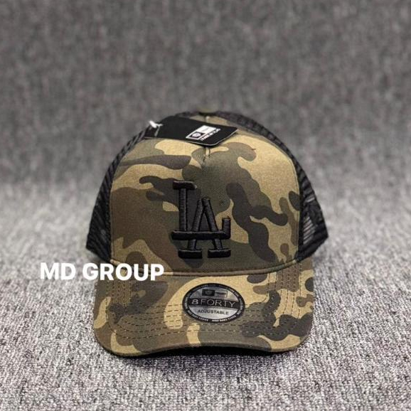 Topi Trucker Jaring Camouflage Loreng Tentara Hitam Fashion Korea Streetwear Casual Unisex