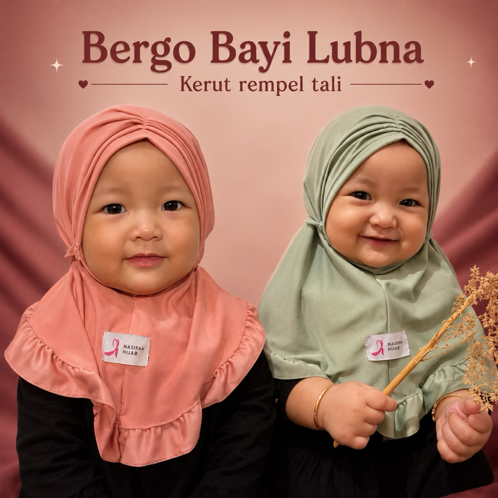 Nasifah Hijab - BAYI LUBNA Bergo  Kerut Rempel Tali kerudung anak jersey nonpet tali bawah rempel