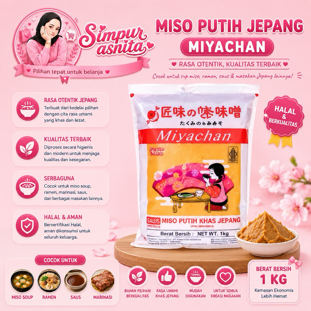 Miyachan Pasta Miso Putih Halal - Shinshuichi Mikochan Miyachan Miso Soup - Tauco Ala Jepang untuk S