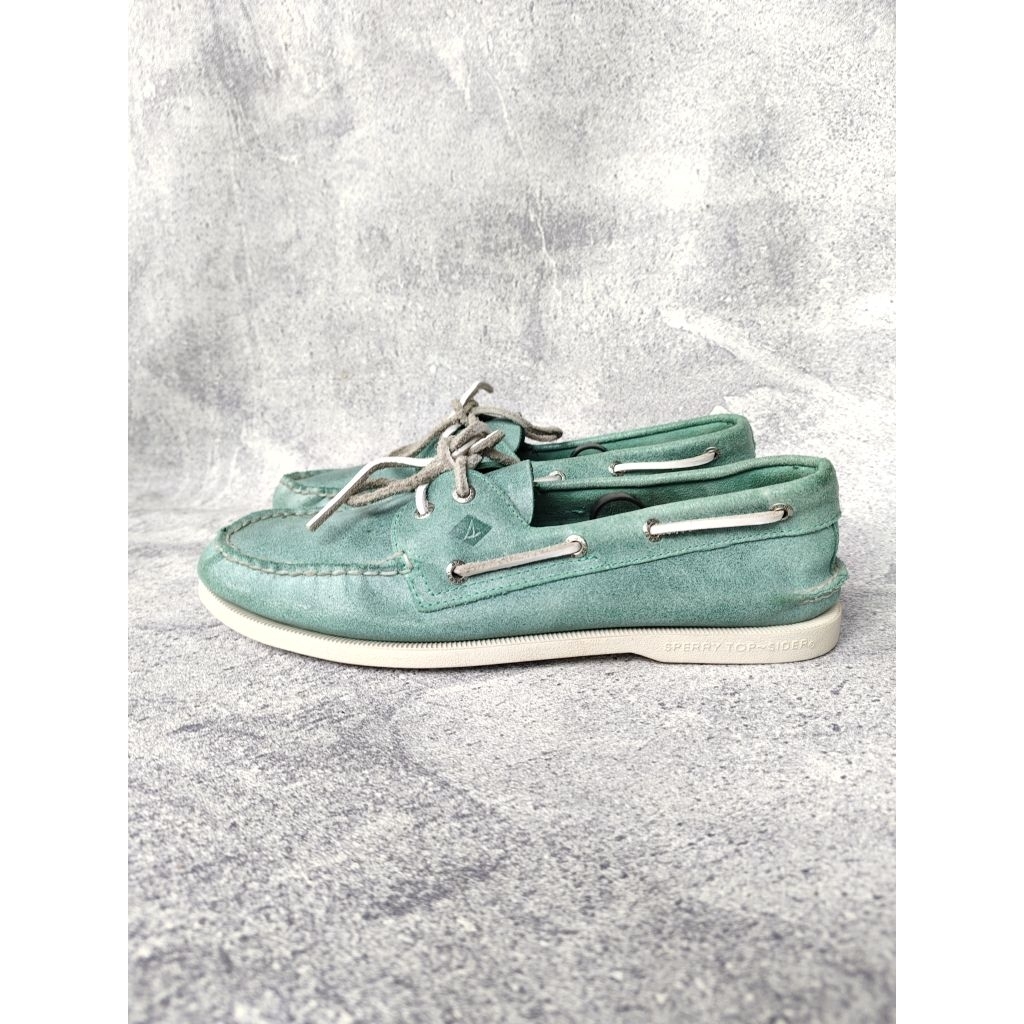 SEPATU LOAFER SPERRY TOP SIDER A/O 2-EYE TURQUOISE SECOND ORIGINAL LIKE NEW