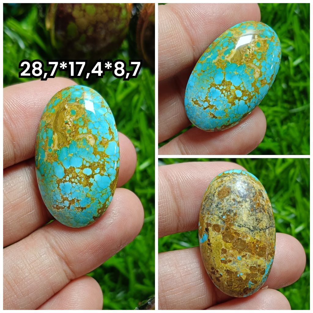 batu pirus Persia biru serat emas