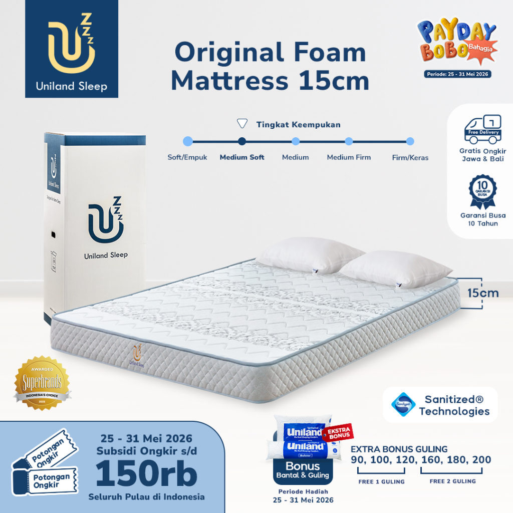 Uniland Sleep 90x200 / Single Size / Kasur Busa / Pocket Spring