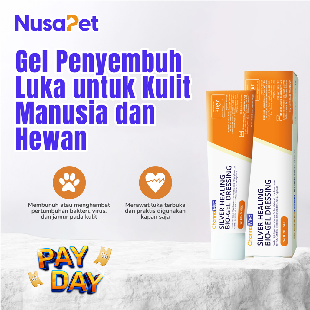 ChannaMed Bio Gel Silver Ion Obat Luka Kucing - Gel Luka Anjing - Salep Luka Kucing Serba Guna (30 g
